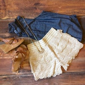 Lace & crochet summer shorts S/m m/L
